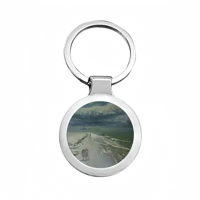 Storm By The Sea Circular Keychain