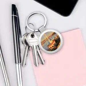 Evening At The Port Circular Keychain