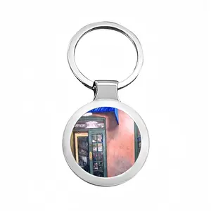 Crescent Moon Courtyard Circular Keychain