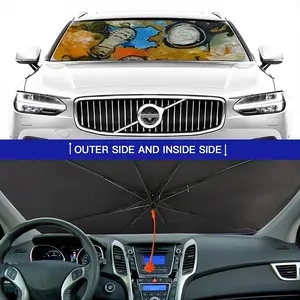 I Walk On The Moon Car Sunshade Parasol