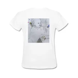 Women Baby - Drawing Pencil Short Sleeve T-Shirt (Cotton)