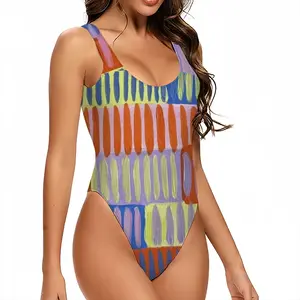 Women Simple Visual One Piece Swimsuit