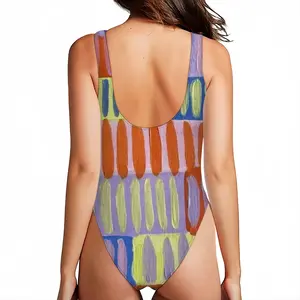 Women Simple Visual One Piece Swimsuit