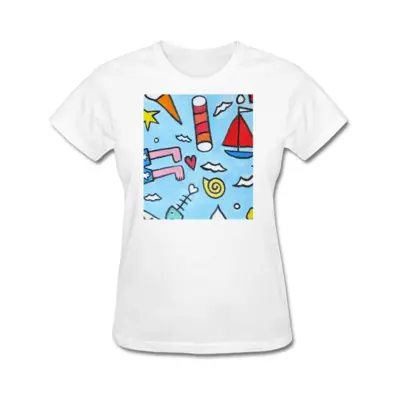 Women Seaside Short Sleeve T-Shirt (Cotton)