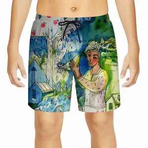 Boy With Bird Children's Sports Shorts