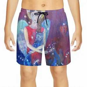 Angel With Cat Children's Sports Shorts