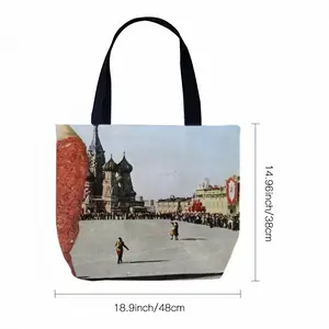 Lady In Red Square Canvas Bag