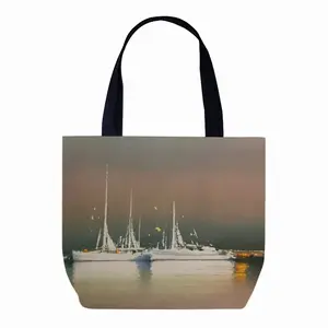 Sailboats Anchored At Sunset Canvas Bag