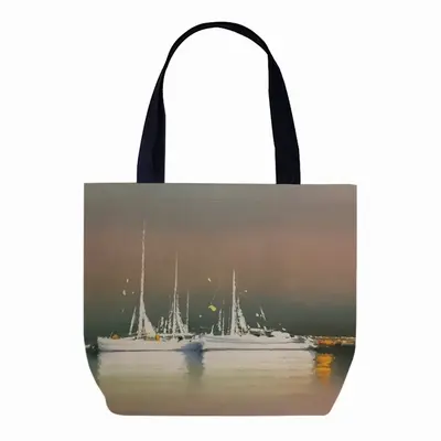 Sailboats Anchored At Sunset Canvas Bag