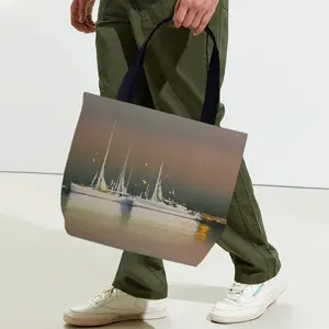 Sailboats Anchored At Sunset Canvas Bag