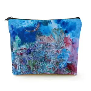 Moon Above The River Linen Cosmetic Bag