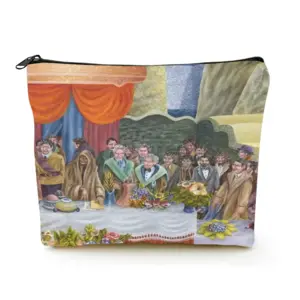 The Stage Was Set Linen Cosmetic Bag