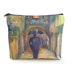 Istanbul On A Rainy Night Linen Cosmetic Bag