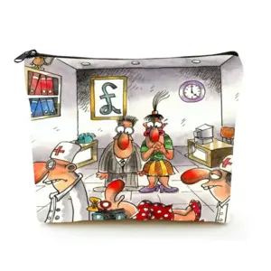 Office Injury Linen Cosmetic Bag