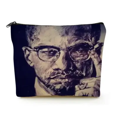 Malcolm X Portrait Linen Cosmetic Bag