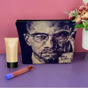 Malcolm X Portrait Linen Cosmetic Bag