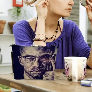 Malcolm X Portrait Linen Cosmetic Bag