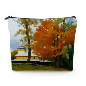 Fall Transcarpathia Linen Cosmetic Bag