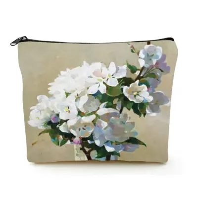 Apple Blossom Linen Cosmetic Bag