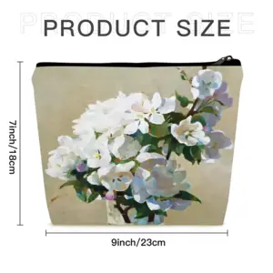 Apple Blossom Linen Cosmetic Bag