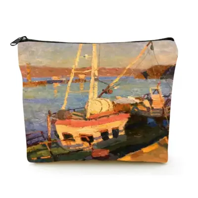 Evening At The Port Linen Cosmetic Bag