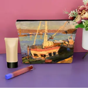 Evening At The Port Linen Cosmetic Bag