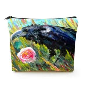 Mystic Raven Messenger Linen Cosmetic Bag