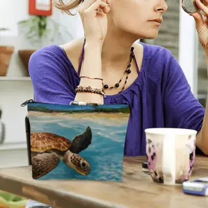 Caribbean Turtle Iii Linen Cosmetic Bag