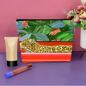 The King Of The Jungle Linen Cosmetic Bag