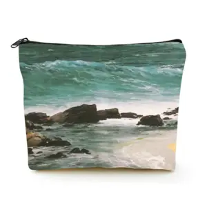 Breaking Waves Linen Cosmetic Bag