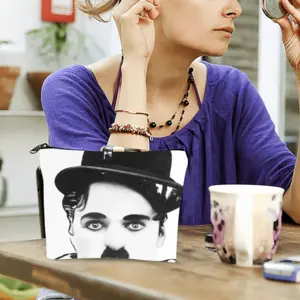 Charlie Chaplin Linen Cosmetic Bag