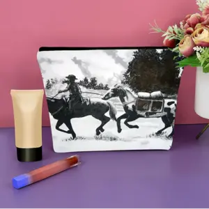 Pony Express Linen Cosmetic Bag