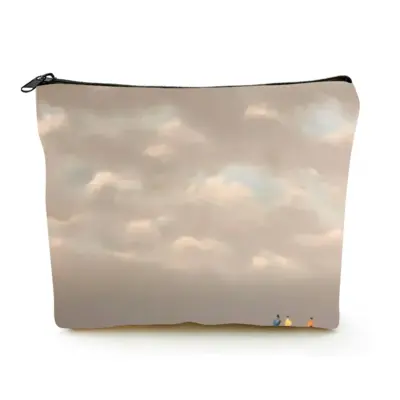 Beach With Three Visitors And A Pole Linen Cosmetic Bag