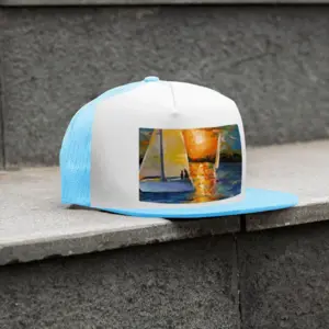 Sailboat In The Sunset Grid Cap