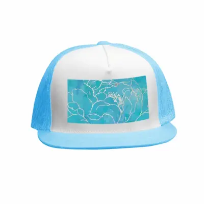 Turquoise Peony Grid Cap