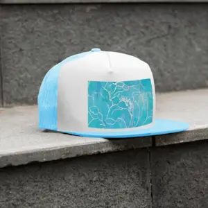 Turquoise Peony Grid Cap