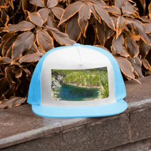 Landscape Mountain Lake Signed Grid Cap