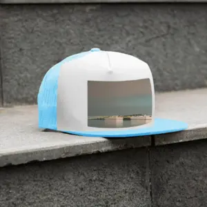 Light Blue Lagoon With Two Boats Grid Cap