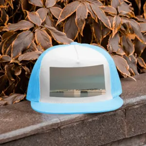 Light Blue Lagoon With Two Boats Grid Cap