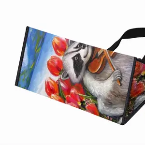 Raccoon Celebrating Spring Insulated Lunch Bag (Mesh Pocket)