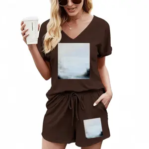 Women Dark Light Casual Short Sleeve Suit