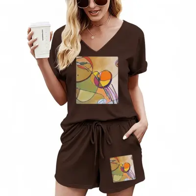 Women Fake Stained Glass 1 Casual Short Sleeve Suit