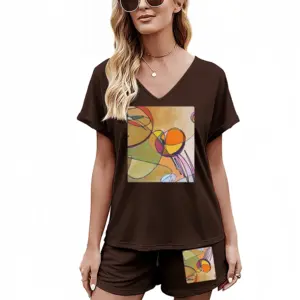 Women Fake Stained Glass 1 Casual Short Sleeve Suit