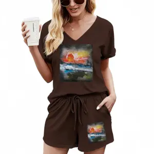 Women Sunset Casual Short Sleeve Suit