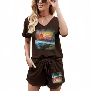 Women Sunset Casual Short Sleeve Suit