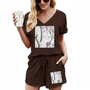 Women Trees Casual Short Sleeve Suit