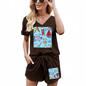 Women Seaside Casual Short Sleeve Suit