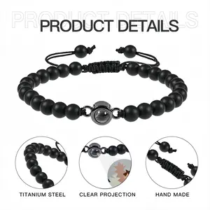 Grandfather And Grandson Titanium Steel Projection Bracelet