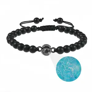 Turquoise Peony Titanium Steel Projection Bracelet