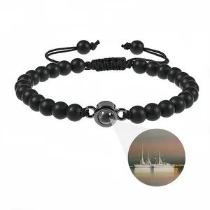 Sailboats Anchored At Sunset Titanium Steel Projection Bracelet